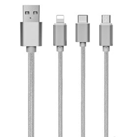 X-One CTU1000S Cable USB 3 en 1 trenzado Blanco