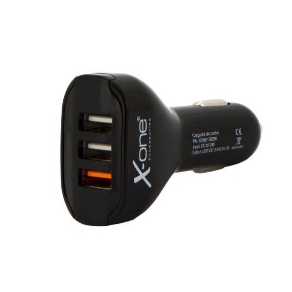 X-One cargador coche QC 3x USB 3.6-6.5V / 3A Neg